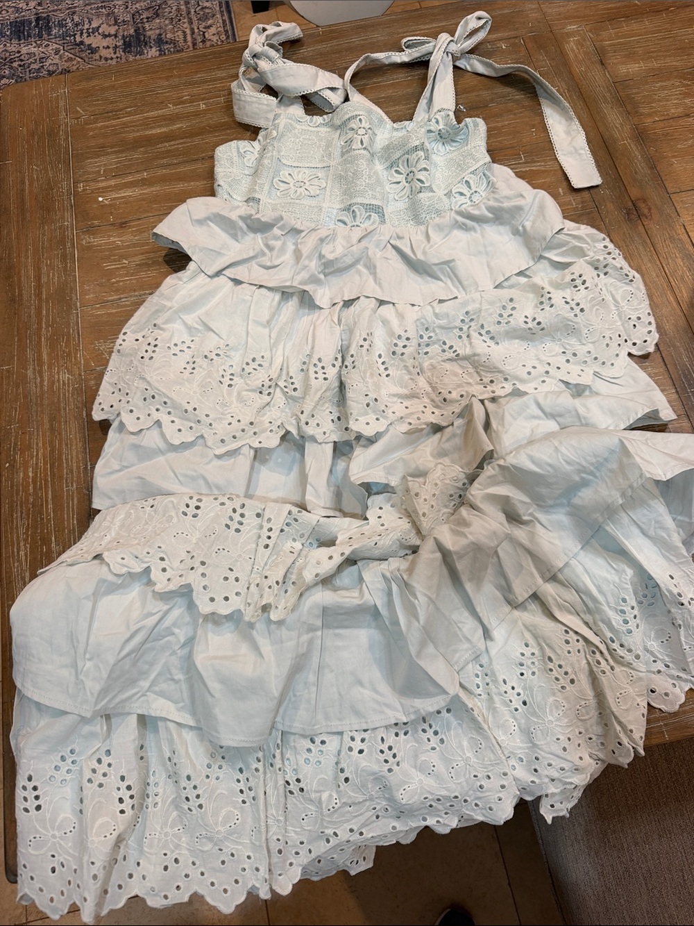 Listicle White Ruffled Eyelet Maxi Dress